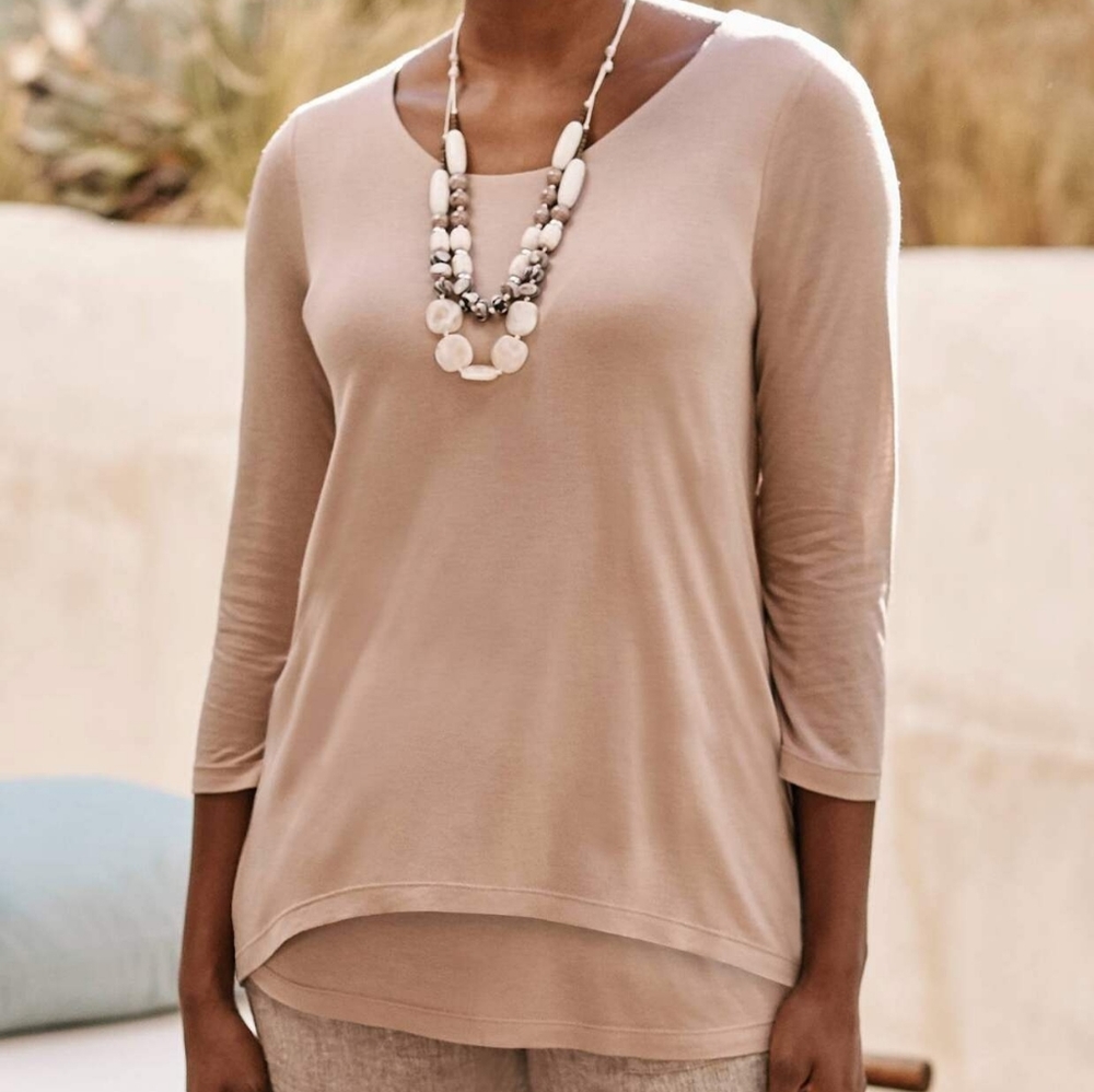 J. Jill | NWT Pure Jill Super Soft 3/4 sleeve Elliptical Top Fawn XS